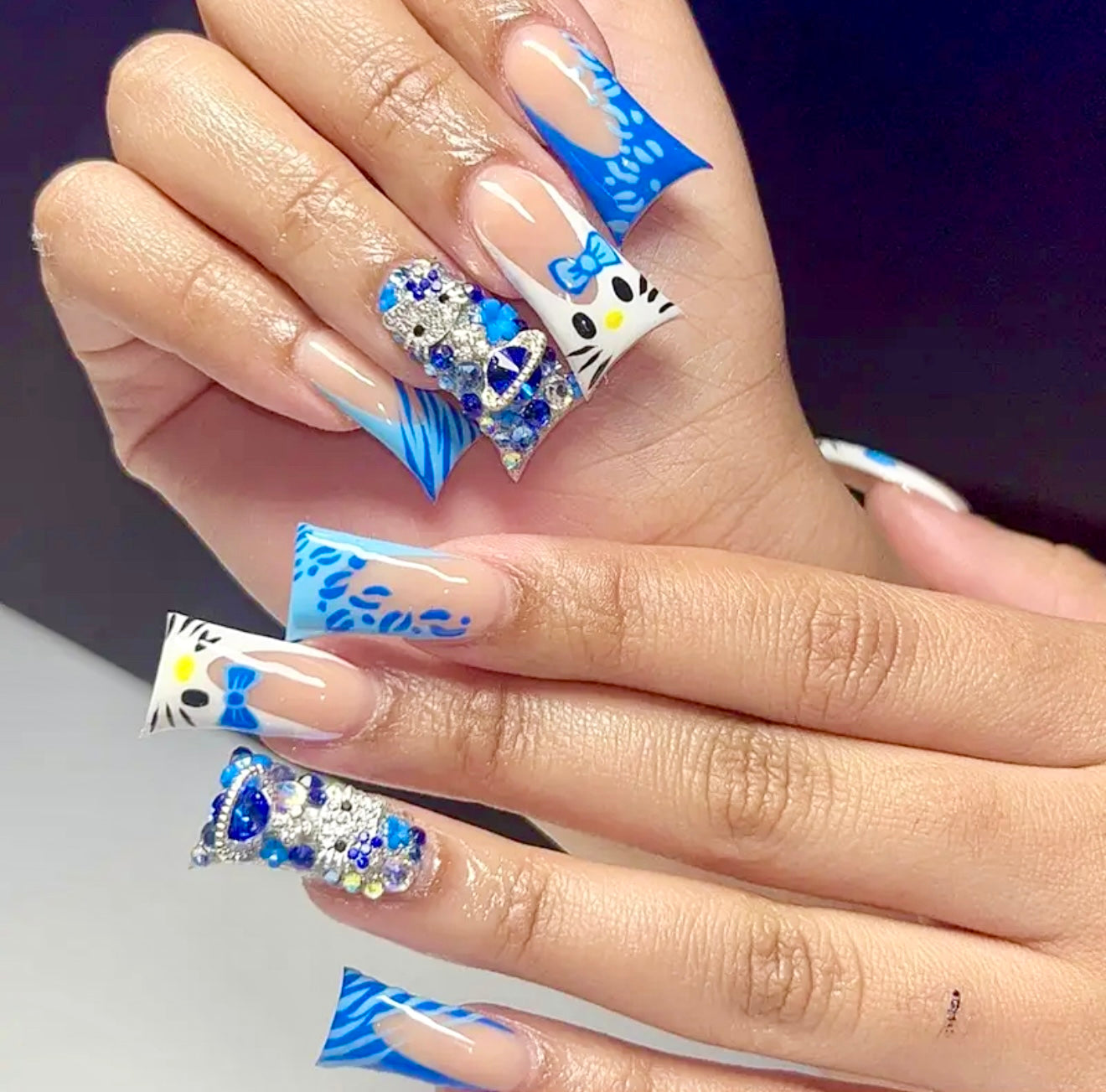 Blue Hello Kitty Duck Press On Nails