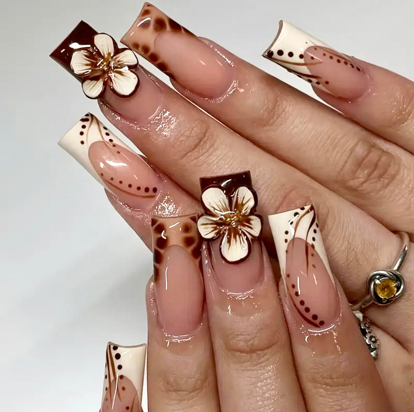 Brown Long Press On Nails