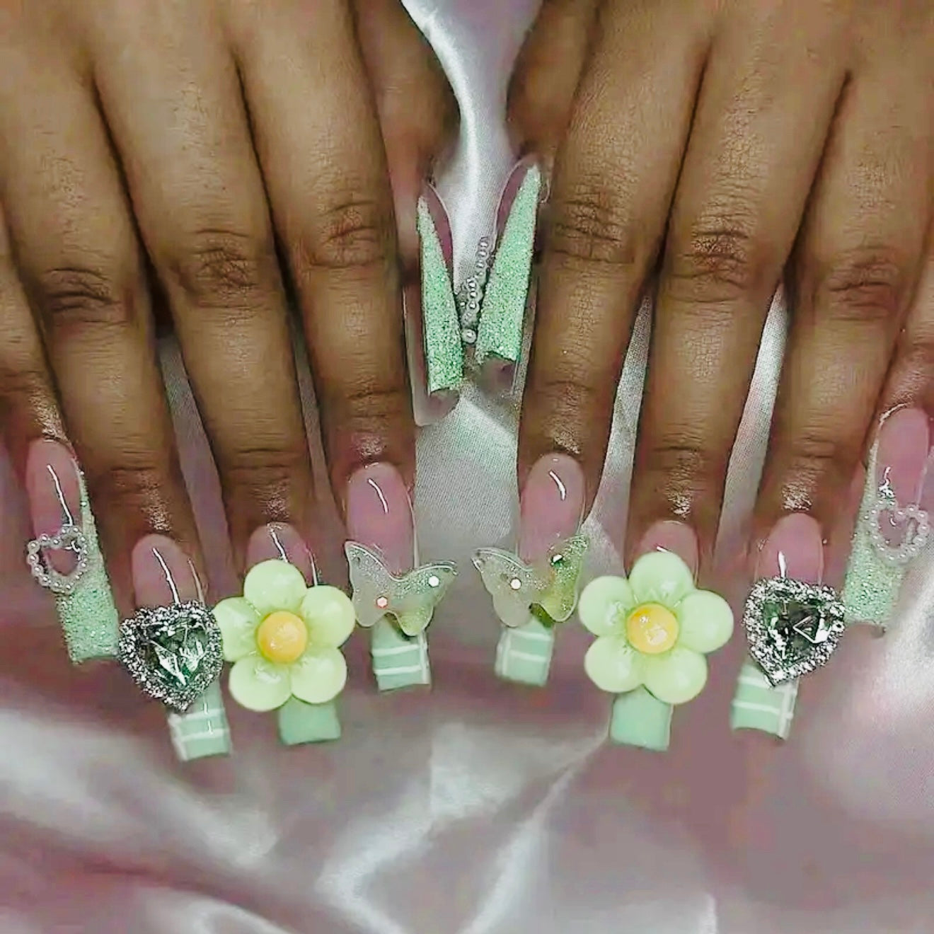 Sage Green Long Press On Nails