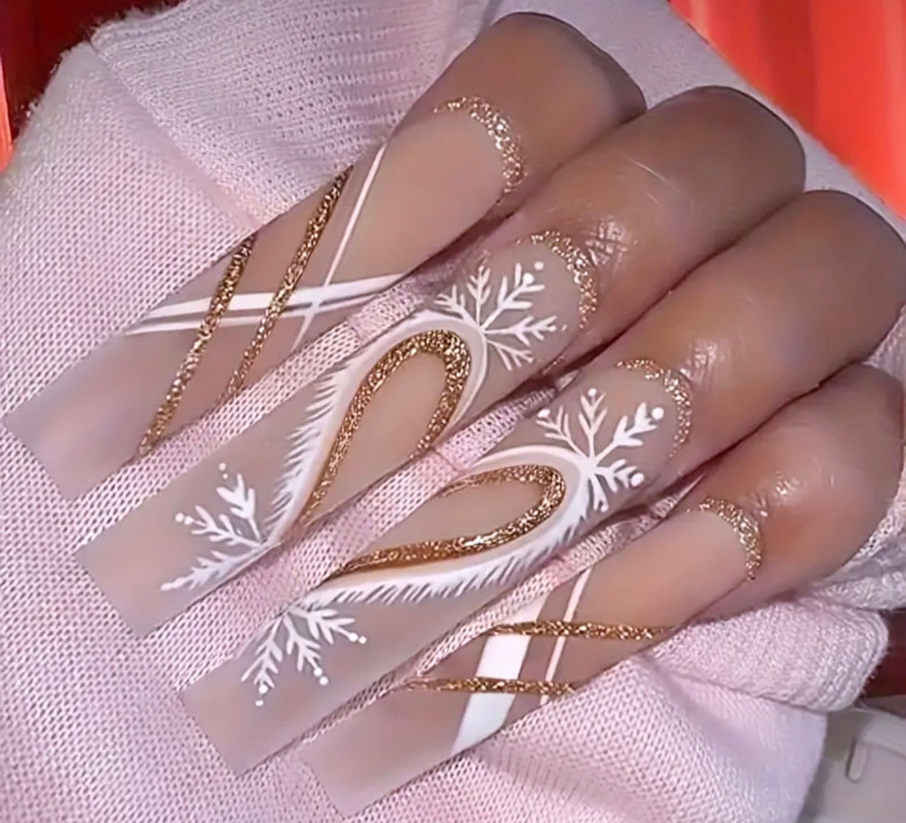 Christmas Snowflakes Long Press On Nails