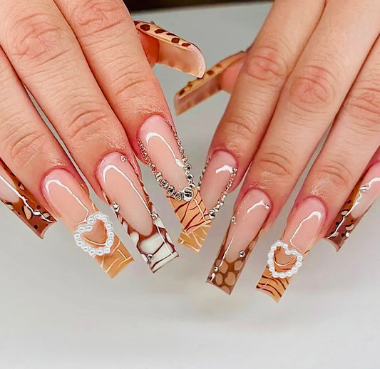 Brown Long Press On Nails